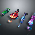 Colorful Futuristic Weapons Collection With Neon Glowing Effects And Modern Sci Fi Design
