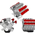 Industrial Equipment Mechanical Components With Metal Structure And Red Cylinder Heads