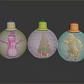 Transparent Christmas Ornaments With Golden Tops And Snowman Tree Gingerbread Man Scenes