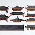 Chinese-style Eaves Eaves Door Head Roof Tiles Building Components 3d model