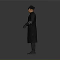 Full Body Character In Black Uniform With Cap White Belt And Boots