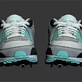 Stylish Modern Gray Turquoise Sneakers With White Laces And Comfortable Design
