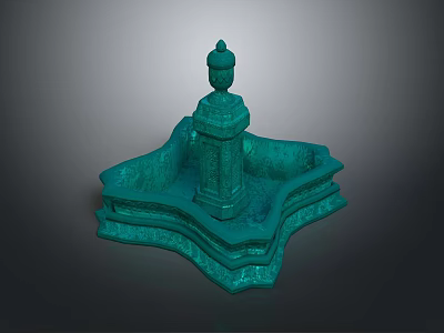 Turquoise Decorative Sculpture With Multi Tiered Base And Intricate Design Figure 3d model