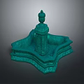 Turquoise Decorative Sculpture With Multi Tiered Base And Intricate Design Figure