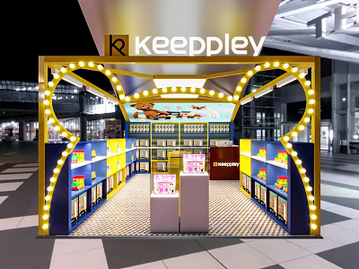 Keeppley Mall Shop With Yellow Frame Light Strips Shelves And Product Displays 3d model