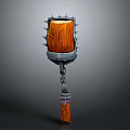 Ornate Wooden Hammer With Metal Spikes Chain And Tassel Decorative Design