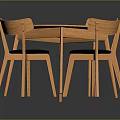 Round Wooden Dining Table Set With Four Chairs And Black Seats