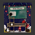 Festive Wish Board With Chalkboard Ladder Penguin Red Ornaments And Red Elves