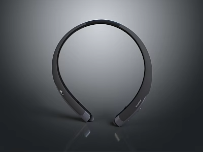 Sleek Black Computer Wireless Neckband Headset With Ergonomic Design And Clear Sound 3d model