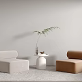 Modern Casual Sofa Combination Cream Single Sofa 3d model