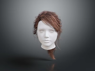 White Mannequin Head Model With Natural Brown Hair And Detailed Facial Structure 3d model