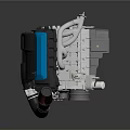 Industrial Mechanical Equipment With Blue Black Casing White Brackets And Pipes