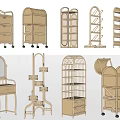 Versatile Storage Racks and Shelves with Rattan Design Drawers Multi Tiered Structures 3d model