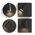 Modern Black Wall Sconces With Circular And Square Base Design For Home Lighting 3d model