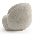 Modern Beige Single Sofa with Rounded Design and Fluffy Bouclé Fabric for Living Room