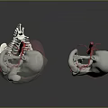 3D Rendered Medical Device Displaying Heart Skeletal Structure With Red Blood Vessels