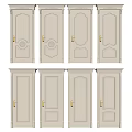 Classic Design Hinged Doors With Decorative Carved Patterns And Golden Handles 3d model