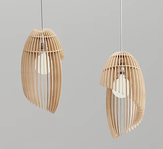 Nordic chandelier wooden personality chandelier 3d model