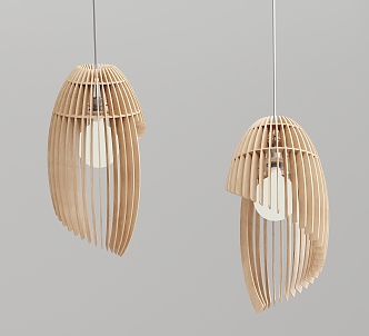 Nordic chandelier wooden personality chandelier 3d model