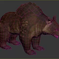 Fantasy Bear Like Creature With Detailed Fin Like Back Structures And Brown Yellow Fur