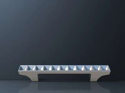 Modern Metal Bar With Triangular Protrusions And Wide Base On Dark Reflective Background 3d model