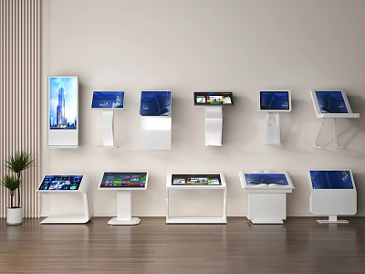 Variety Of Televisions Displayed In Modern Room 3d model