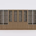 Modern Wooden Bookcase With Glass Door Panels And Multiple Storage Compartments