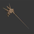 Smart Machine Robot Figure With Golden Color Spear And Circular Glow