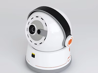 Smart Security Camera With White Design Black Accents Orange Details And Rotatable Lens 3d model
