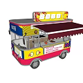 Colorful Mobile Commercial Food Cart With Burger Sign And Red Awning