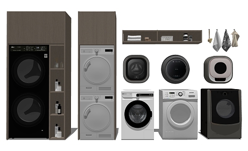 Household appliances combination 3d model