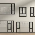 Various Modern Floor to Ceiling Windows with Black Frames and Wall Mounted Design 3d model