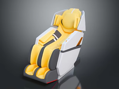 Stylish Modern Yellow White Massage Chair With Sleek Streamlined 3D Design 3d model