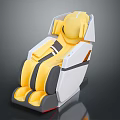 Stylish Modern Yellow White Massage Chair With Sleek Streamlined 3D Design