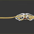 Elegant Gold Chain Necklace With Intricate Red And White Pendant Design