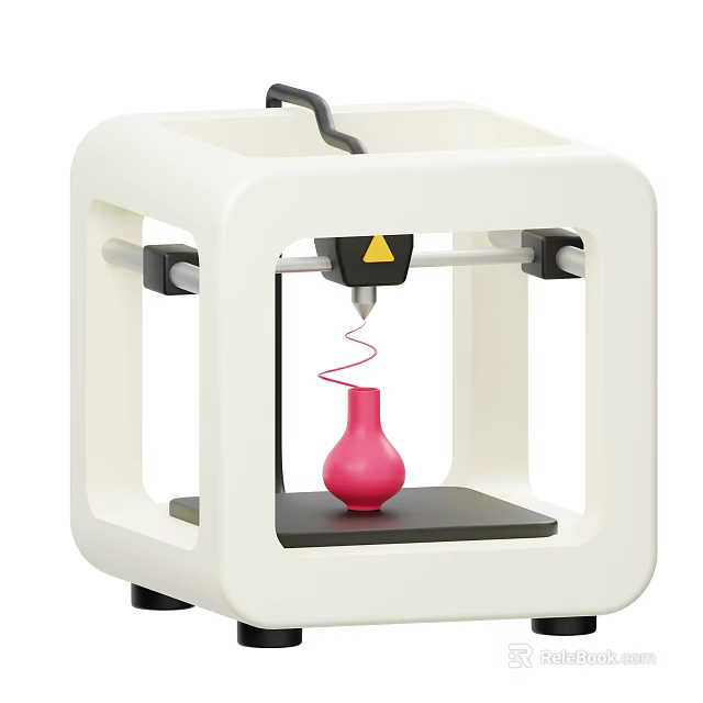 Intelligent 3D Printer Printing Pink Vase In White Frame With Precision Technology 3d model 