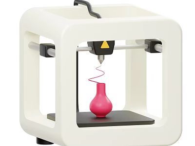 Intelligent 3D Printer Printing Pink Vase In White Frame With Precision Technology 3d model