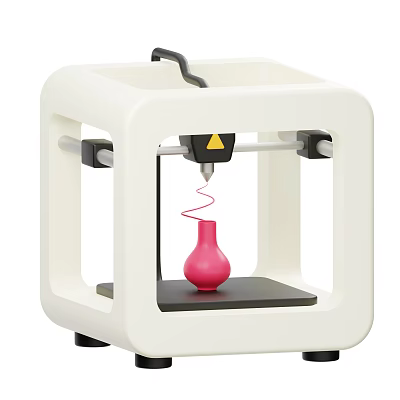 Intelligent 3D Printer Printing Pink Vase In White Frame With Precision Technology 3d model
