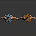 Two Gray And Brown Gradient One Piece Swimsuits On Mannequins With High Heels