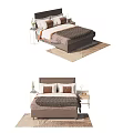 Elegant Modern Double Bed Interior With Soft Bedding Pillows Nightstands And Rug 3d model