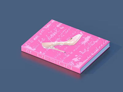 Fashion Design Book With Pink Cover White High Heel And Handwritten Text 3d model