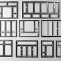 New Chinese style casement window combination 3d model