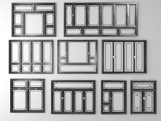 New Chinese style casement window combination 3d model