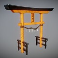 Chinese style archway door head ancient building 3d model