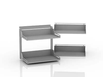 Grey Metal Kitchen Storage Shelves With Modern Design And Multiple Tiers 3d model