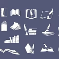 Book Scroll Quill Themed Decorative Wall Hangings With Classic Icon Designs