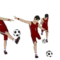 Men In Red Sports Uniform Number 1 Playing Football With Multiple Soccer Balls