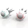 3D Rendered Eyeballs With Green And Red Details And Spiky Hair Structures