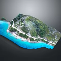 Stone and Wood Featured Natural Coastal Island Path with Green Vegetation Blue Sea Water