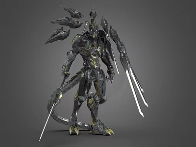 Mechanical Character Biomechanical Creature With Intricate Armor Sharp Blades And Detailed Design 3d model